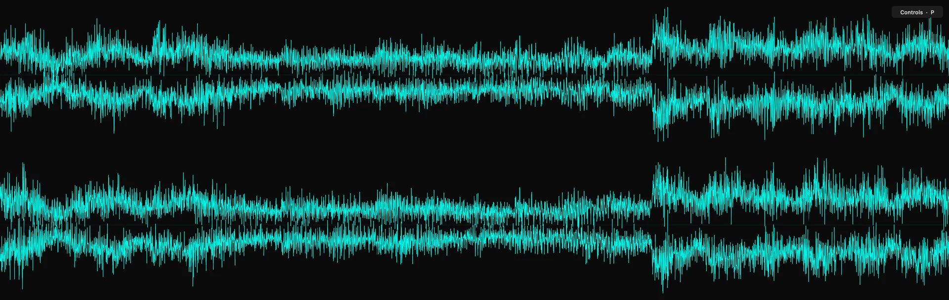 Stereo waveforms rendered in outline