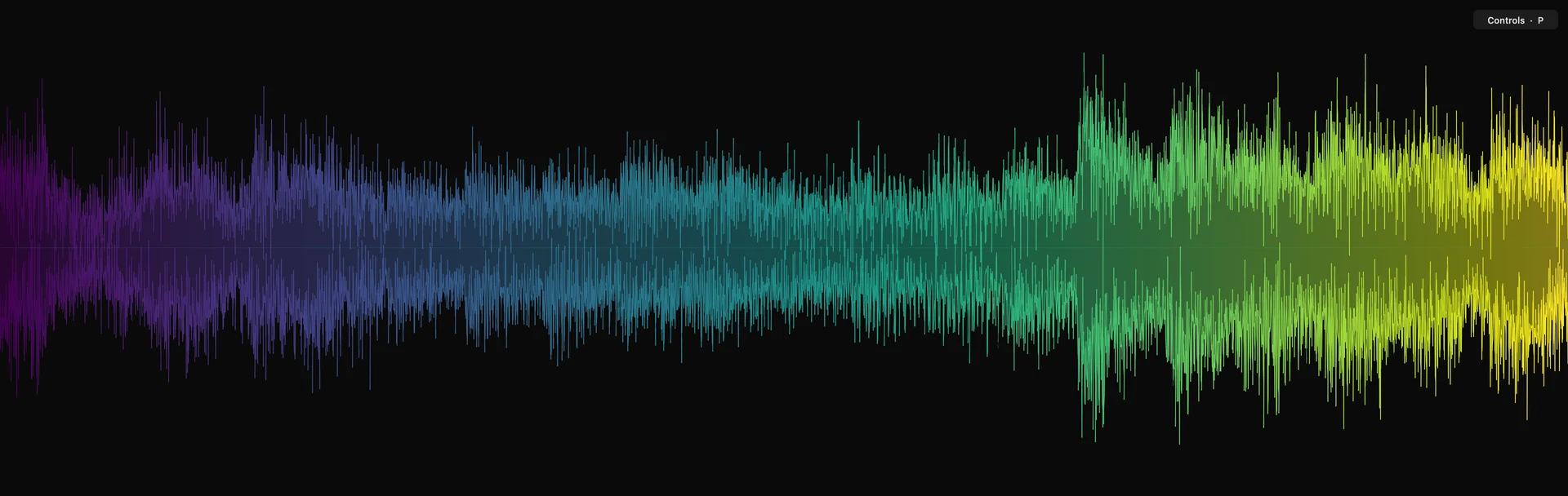 A waveform colored from violet through teal to yellow